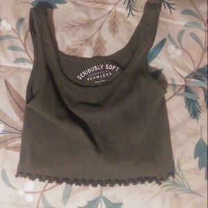 Aeropostale Seriously Soft Seamless Crop Top in Olive